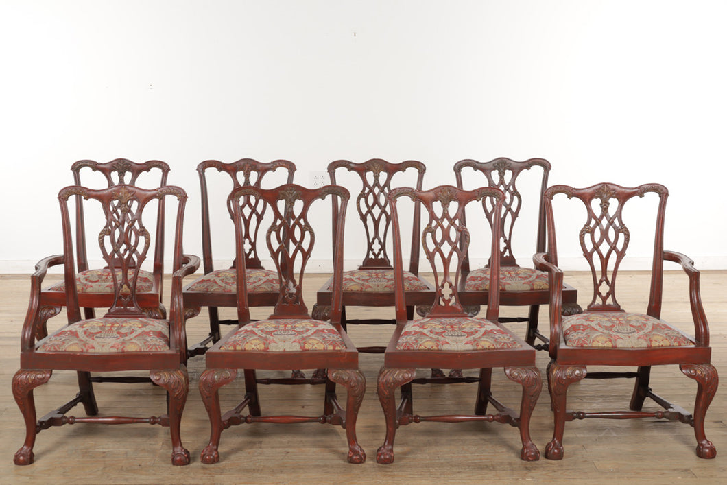 Set of 8 Acanthus Carved Dining Chairs with Ball and Claw Feet