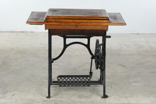 Load image into Gallery viewer, Antique Treadle Sewing Machine in Inlaid Wood Cabinet
