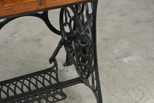 Load image into Gallery viewer, Antique Treadle Sewing Machine in Inlaid Wood Cabinet
