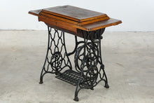 Load image into Gallery viewer, Antique Treadle Sewing Machine in Inlaid Wood Cabinet
