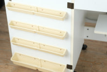Load image into Gallery viewer, Fold Out Sewing Cabinet Craft Table with Storage Bins and Adjustable Lift Platform
