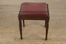 Load image into Gallery viewer, Vintage Wood Vanity Bench / Stool – Red Vinyl Seat
