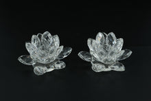 Load image into Gallery viewer, Godinger Shannon Crystal Lotus Candle Holders – Set of 2 in Original Box
