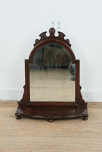 Load image into Gallery viewer, Mahogany Shaving Mirror with Sculpted Crest and Shelf Base
