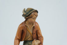Load image into Gallery viewer, Vintage 1984 Oberammergau Germany Hand Carved Wood Shepherd Boy with Lamb Figurine
