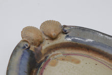 Load image into Gallery viewer, Signed Studio Pottery Oval Platter Scallop Shell Handles 12 Inch Stoneware
