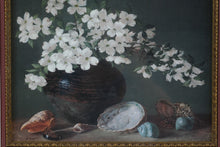 Load image into Gallery viewer, Still Life Floral Seashell Print Signed M Avrits Framed Beach Cottage Wall Art 24x20
