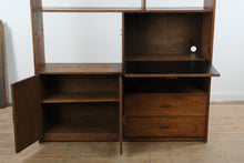 Load image into Gallery viewer, Mid Century Modern Walnut Wall Unit with Drop Front Desk and Storage Cabinet

