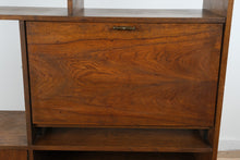 Load image into Gallery viewer, Mid Century Modern Walnut Wall Unit with Drop Front Desk and Storage Cabinet
