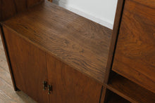 Load image into Gallery viewer, Mid Century Modern Walnut Wall Unit with Drop Front Desk and Storage Cabinet
