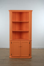 Load image into Gallery viewer, Coastal Sherbet Orange Corner Cabinet with Adjustable Shelving
