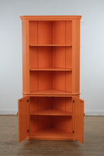 Load image into Gallery viewer, Coastal Sherbet Orange Corner Cabinet with Adjustable Shelving
