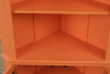 Load image into Gallery viewer, Coastal Sherbet Orange Corner Cabinet with Adjustable Shelving
