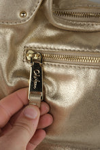 Load image into Gallery viewer, Cole Haan Metallic Gold Leather Hobo Shoulder Bag Small
