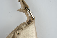 Load image into Gallery viewer, Cole Haan Metallic Gold Leather Hobo Shoulder Bag Small
