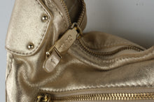Load image into Gallery viewer, Cole Haan Metallic Gold Leather Hobo Shoulder Bag Small
