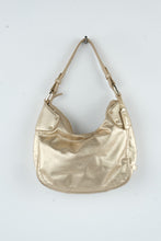 Load image into Gallery viewer, Cole Haan Metallic Gold Leather Hobo Shoulder Bag Small
