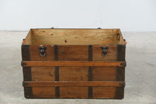 Load image into Gallery viewer, Antique Sewell Ship’s Steamer Trunk with Iron Strapping
