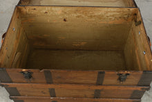 Load image into Gallery viewer, Antique Sewell Ship’s Steamer Trunk with Iron Strapping
