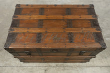 Load image into Gallery viewer, Antique Sewell Ship’s Steamer Trunk with Iron Strapping
