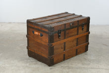 Load image into Gallery viewer, Antique Sewell Ship’s Steamer Trunk with Iron Strapping
