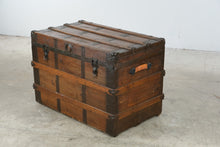 Load image into Gallery viewer, Antique Sewell Ship’s Steamer Trunk with Iron Strapping
