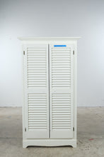Load image into Gallery viewer, White Louvered Door Shoe Storage Cabinet with Wood Shelves
