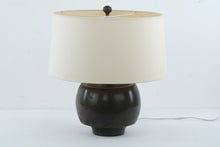 Load image into Gallery viewer, Four Hands Kragen Table Lamp Black Ceramic Ivory Linen Shade Modern Designer
