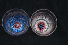 Load image into Gallery viewer, Pair Art Glass Shot Glasses Millefiori Cane Base Hand Blown 2.5 Inch
