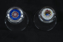 Load image into Gallery viewer, Pair Art Glass Shot Glasses Millefiori Cane Base Hand Blown 2.5 Inch
