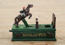 Load image into Gallery viewer, Design Toscano Cast Iron Equestrian Show Jumper Mechanical Coin Bank
