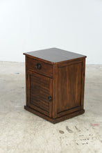 Load image into Gallery viewer, Rustic Dark Wood One Drawer Nightstand with Louvered Cabinet Door
