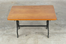 Load image into Gallery viewer, Vintage Cast Iron Base Coffee Table Wood Top Rustic Industrial Side Table
