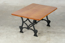 Load image into Gallery viewer, Vintage Cast Iron Base Coffee Table Wood Top Rustic Industrial Side Table
