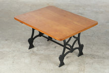 Load image into Gallery viewer, Vintage Cast Iron Base Coffee Table Wood Top Rustic Industrial Side Table
