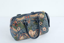 Load image into Gallery viewer, Signare William Morris Strawberry Thief Blue Tapestry Convertible Handbag Glasses Case Makeup Bag
