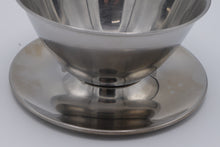 Load image into Gallery viewer, Mid-Century Modern Stainless Steel Compote Bowl with Attached Underplate
