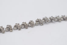 Load image into Gallery viewer, Vintage 1950s Clear Rhinestone Floral Bracelet Silver Tone Costume Jewelry
