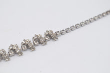 Load image into Gallery viewer, Vintage 1950s Clear Rhinestone Floral Bracelet Silver Tone Costume Jewelry

