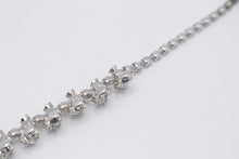 Load image into Gallery viewer, Vintage 1950s Clear Rhinestone Floral Bracelet Silver Tone Costume Jewelry
