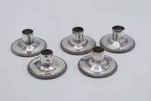 Load image into Gallery viewer, Vintage Silver Plate Candle Holders Beaded Edge Set of 5 3 Inch

