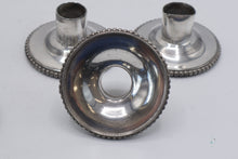 Load image into Gallery viewer, Vintage Silver Plate Candle Holders Beaded Edge Set of 5 3 Inch
