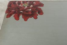 Load image into Gallery viewer, Silver Two-Drawer Bombe Chest with Red Floral Design
