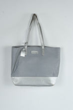 Load image into Gallery viewer, Cole Haan Gray Silver Leather Tote Shoulder Bag Large Metallic Shopper - Online Only
