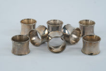 Load image into Gallery viewer, Silver Tone Napkin Rings Set of 8 Beaded Edge Metal Table Setting Holders
