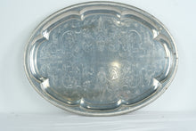 Load image into Gallery viewer, Large Oval Silverplate Serving Tray with Engraved Floral Design
