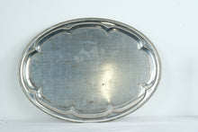 Load image into Gallery viewer, Large Oval Silverplate Serving Tray with Engraved Floral Design
