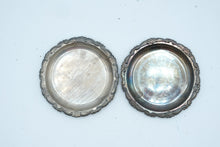 Load image into Gallery viewer, Vintage Silver Plate Round Trays Pair Ornate Floral Engraved Serving Trays
