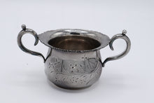Load image into Gallery viewer, Antique Quadruple Silverplate Sugar Bowl – Floral Engraved, Double Handles, Pattern 46
