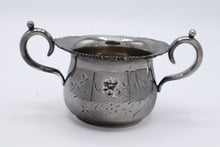 Load image into Gallery viewer, Antique Quadruple Silverplate Sugar Bowl – Floral Engraved, Double Handles, Pattern 46
